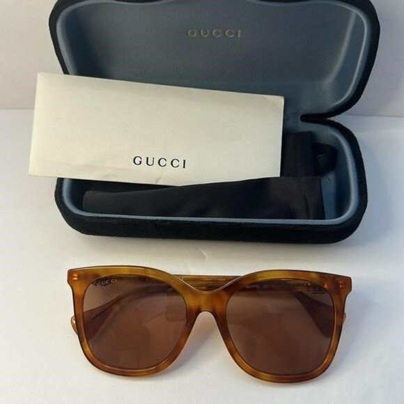 New- Authentic 💯GG1071S 003 55 GUCCI HAVANA CAT-EYE SUNGLASSES - Picture 7 of 16
